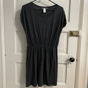H&M Basics cinched-waist heather gray dress